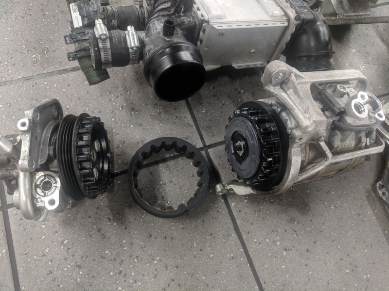 Power steering pump > hockey puck > AC compressor